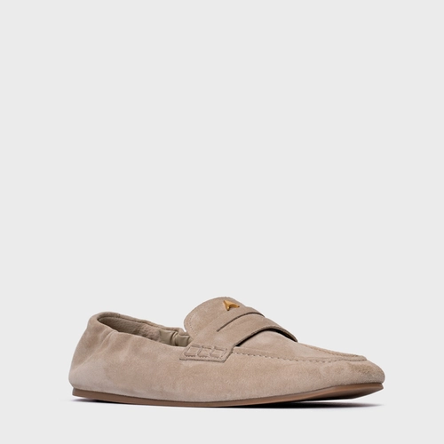 Loafer Ripple Icon Couro Suede Bege Oatmeal