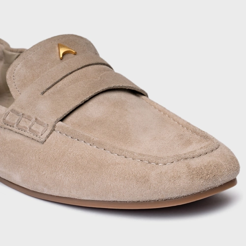 Loafer Ripple Icon Couro Suede Bege Oatmeal