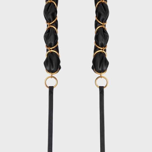 Cinto Elos Amarração Fino Couro Preto