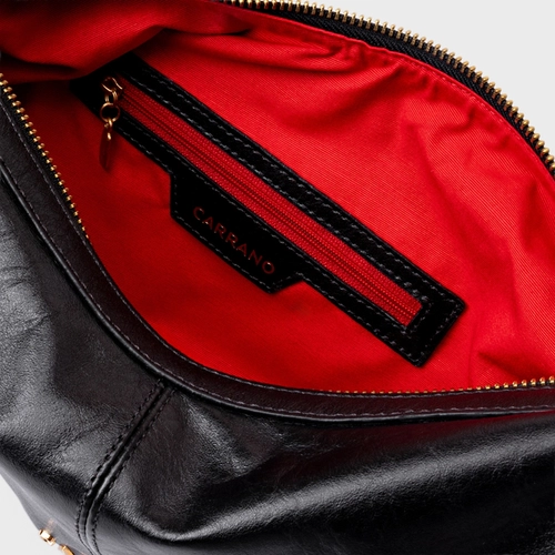 Bolsa Moon Shoulder Elos Média Couro Preto