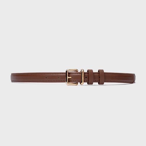 Cinto Regular Fino Couro Marrom Walnut