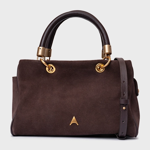 Bolsa Tote Gracie Média Couro Suede Marrom Ganache