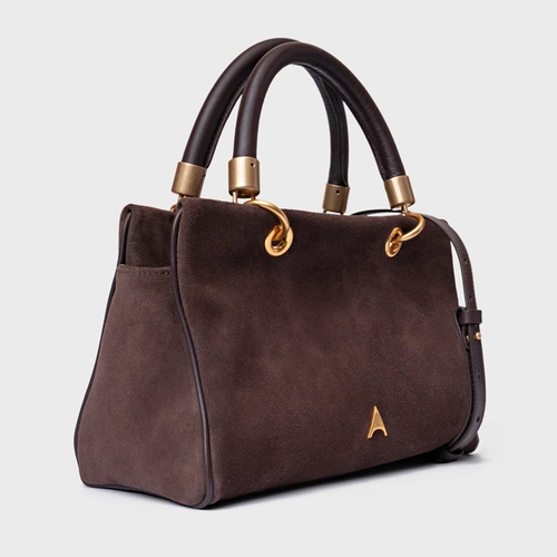 Bolsa Tote Gracie Média Couro Suede Marrom Ganache