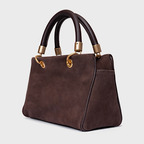 Bolsa Tote Gracie Média Couro Suede Marrom Ganache