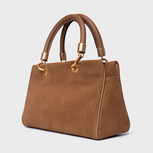 Bolsa Tote Gracie Média Couro Suede Marrom Saddle