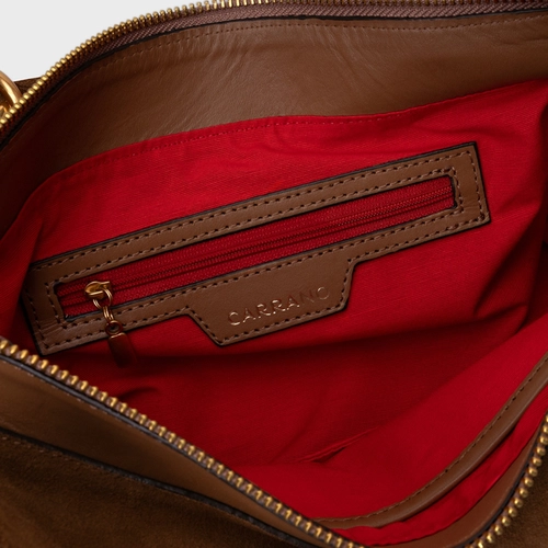 Bolsa Tote Gracie Média Couro Suede Marrom Saddle