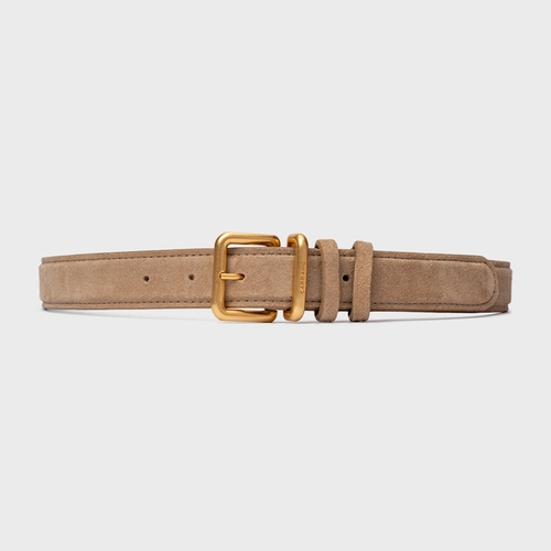 Cinto Regular Grosso Couro Suede Bege Almond