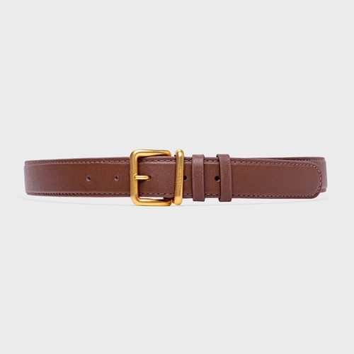 Cinto Regular Grosso Couro Marrom Walnut