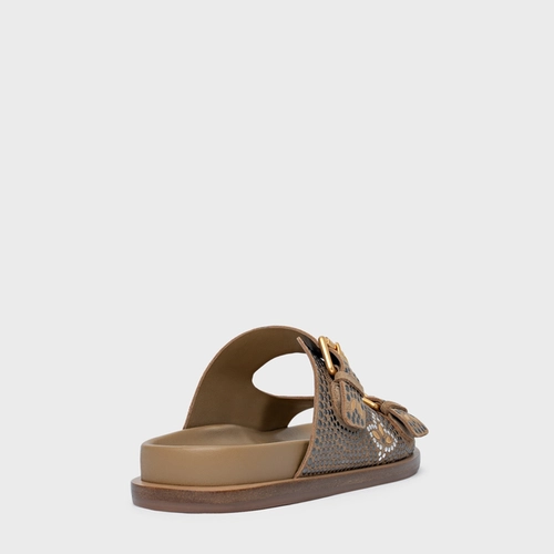 Rasteira Birken Mosaic Studs Couro Suede Bege Almond