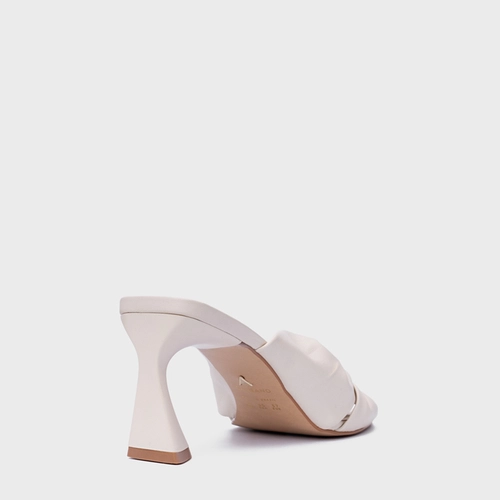 Open Mule Drape Salto Allure Couro Off White Vanilla