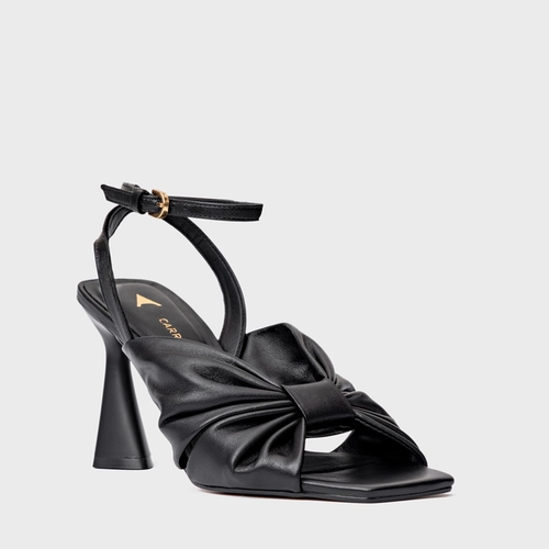 Sandália Drape Salto Allure Couro Preto
