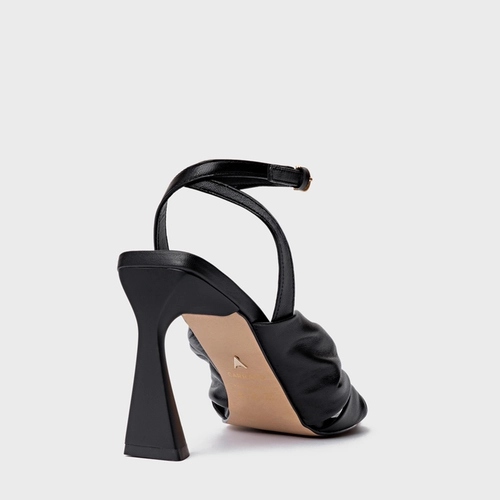 Sandália Drape Salto Allure Couro Preto