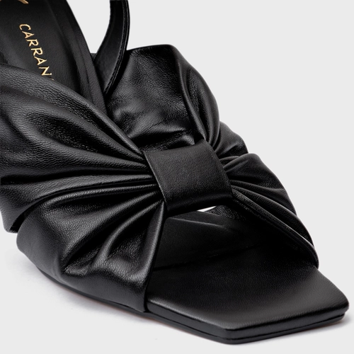Sandália Drape Salto Allure Couro Preto