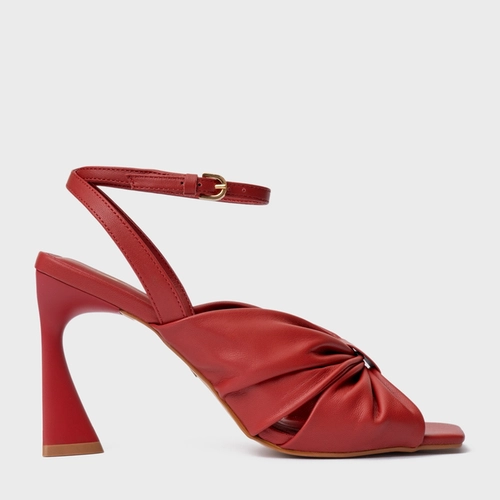 Sandália Drape Salto Allure Couro Vermelho Spice