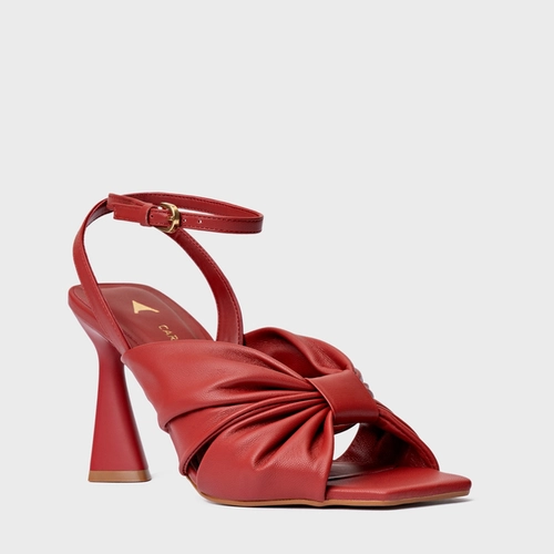 Sandália Drape Salto Allure Couro Vermelho Spice