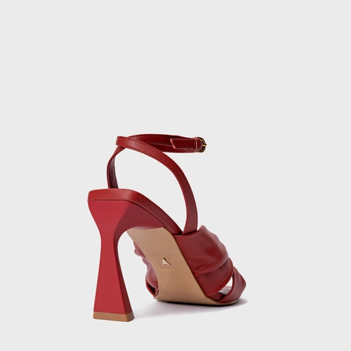 Sandália Drape Salto Allure Couro Vermelho Spice