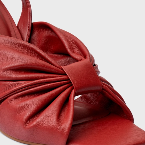 Sandália Drape Salto Allure Couro Vermelho Spice