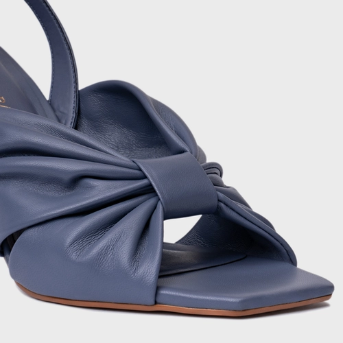 Sandália Drape Salto Allure Couro Azul Steel