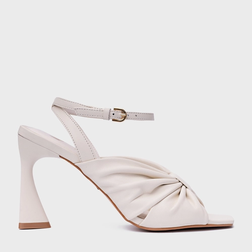 Sandália Drape Salto Allure Couro Off White Vanilla
