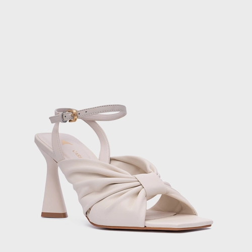 Sandália Drape Salto Allure Couro Off White Vanilla