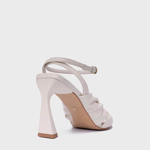 Sandália Drape Salto Allure Couro Off White Vanilla