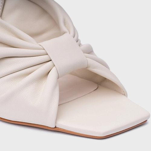 Sandália Drape Salto Allure Couro Off White Vanilla