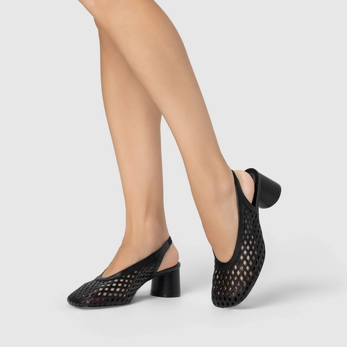 Scarpin Loafer Breeze Salto Oval Couro Preto