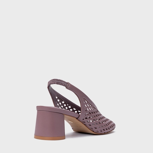 Scarpin Loafer Breeze Salto Oval Couro Roxo Dusty Mauve