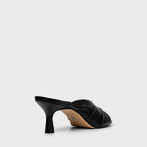 Open Mule Maxi Twist Salto Fino Couro Preto