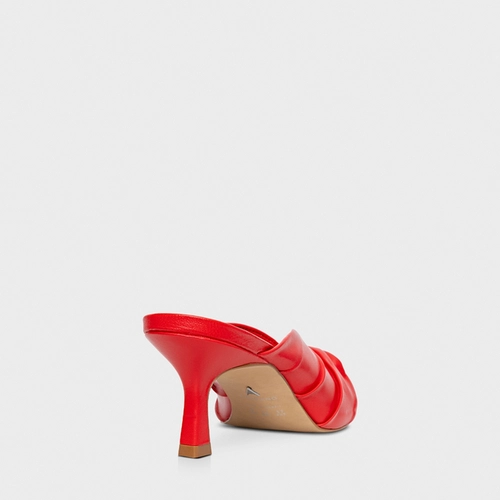 Open Mule Maxi Twist Salto Fino Couro Vermelho Carrano