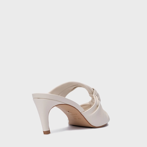 Open Mule Maxi Twisted Salto Fino Couro Off White Vanilla