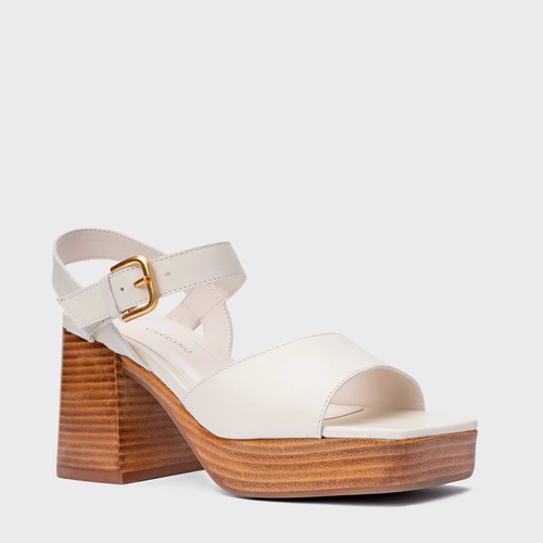 Sandália Plataforma Simple Couro Off White Vanilla