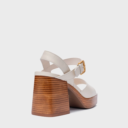 Sandália Plataforma Simple Couro Off White Vanilla