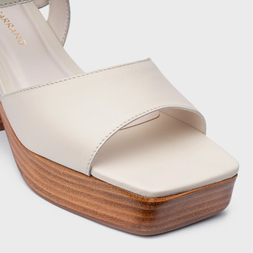 Sandália Plataforma Simple Couro Off White Vanilla