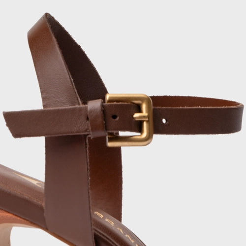 Sandália Simple Salto Wave Couro Marrom Walnut