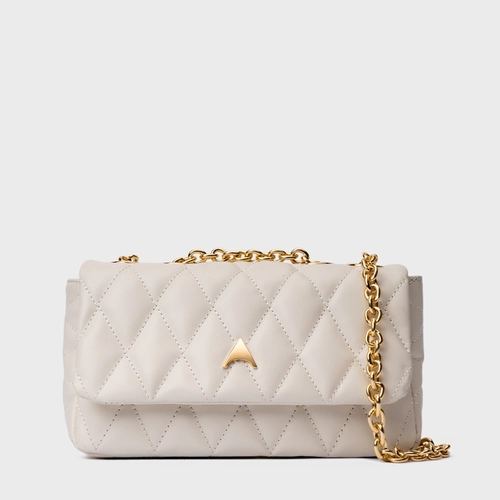Bolsa Tiracolo Alba Pequena Couro Off White Vanilla
