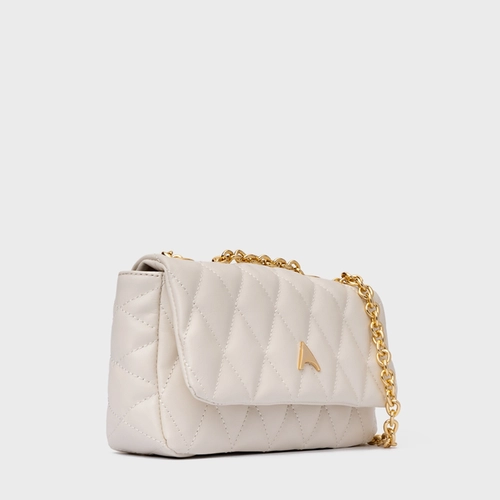 Bolsa Tiracolo Alba Pequena Couro Off White Vanilla