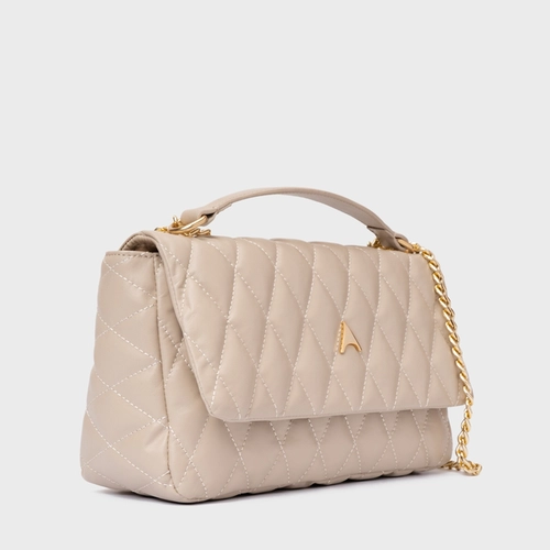 Bolsa Tiracolo Alba Média Couro Bege Oatmeal