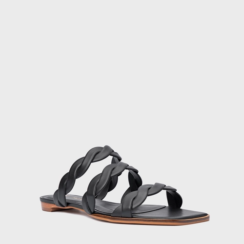 Rasteira Braid Couro Preto
