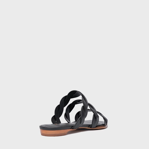 Rasteira Braid Couro Preto