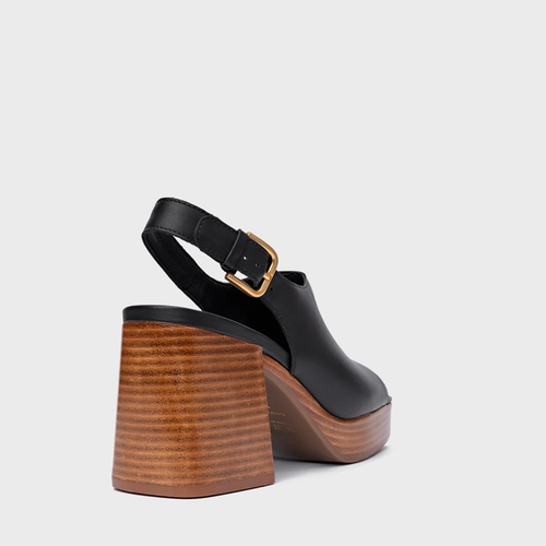 Sandália Plataforma Simple Bold Couro Preto