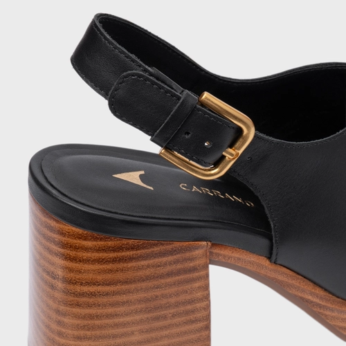Sandália Plataforma Simple Bold Couro Preto
