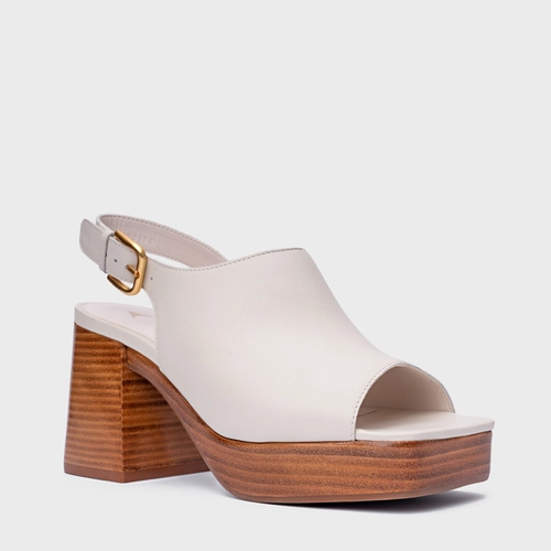 Sandália Plataforma Simple Bold Couro Off White Vanilla