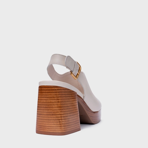 Sandália Plataforma Simple Bold Couro Off White Vanilla