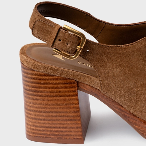 Sandália Plataforma Simple Bold Couro Suede Marrom Saddle