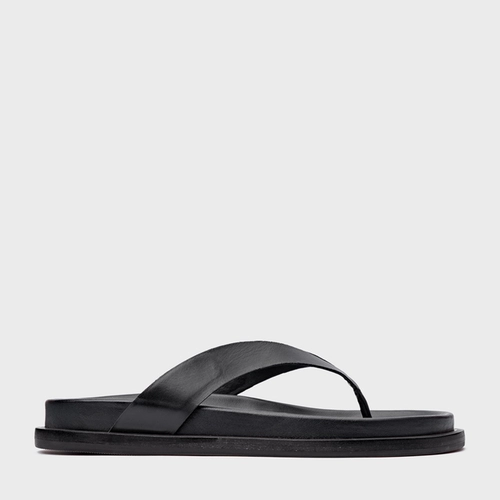 Rasteira Thong Couro Preto