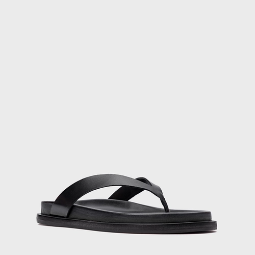 Rasteira Thong Couro Preto