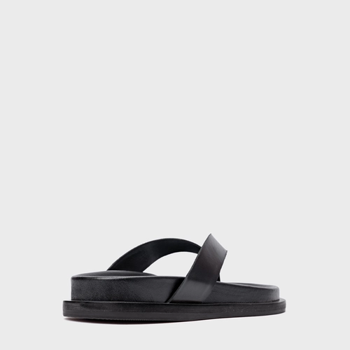 Rasteira Thong Couro Preto