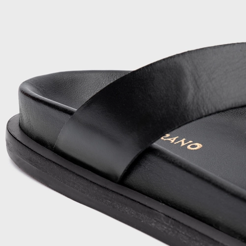 Rasteira Thong Couro Preto