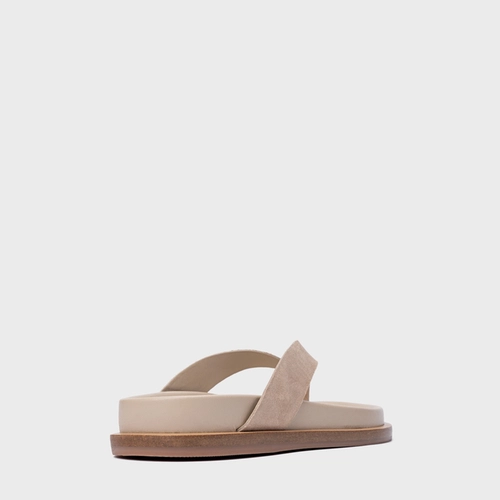 Rasteira Thong Couro Suede Bege Oatmeal